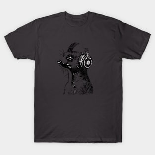 Grunge Meerkat Wearing Headphones  'Evolution?' T-Shirt